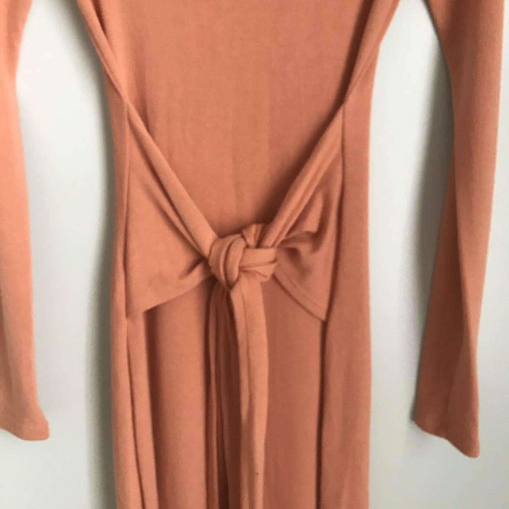 New Go Couture Orange Long Sleeve Sweater Dress - Picture 3 of 4